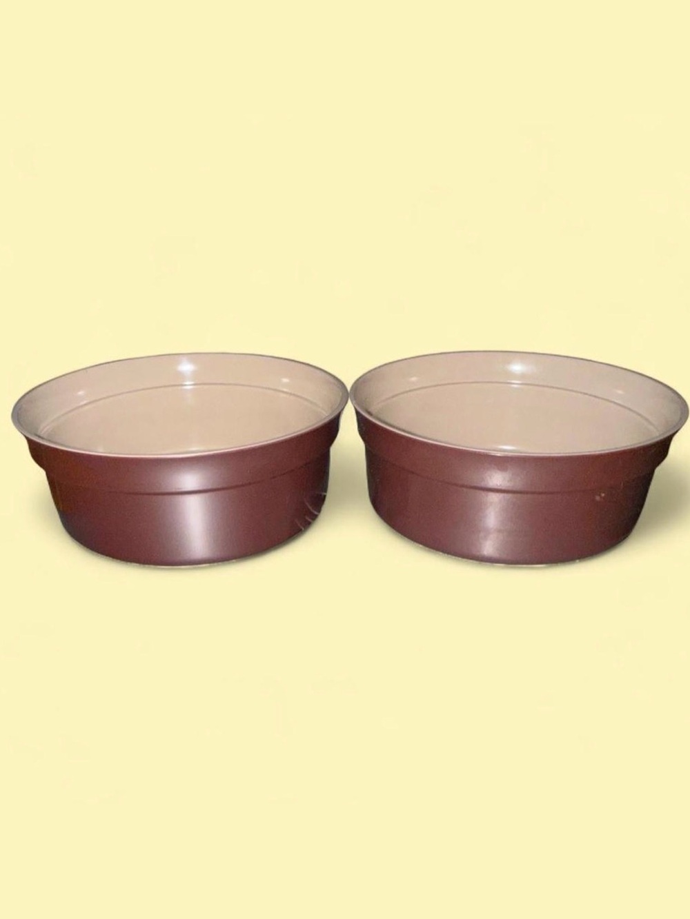 Brown 5 1/2” set of small dog/puppy/cat bowls.